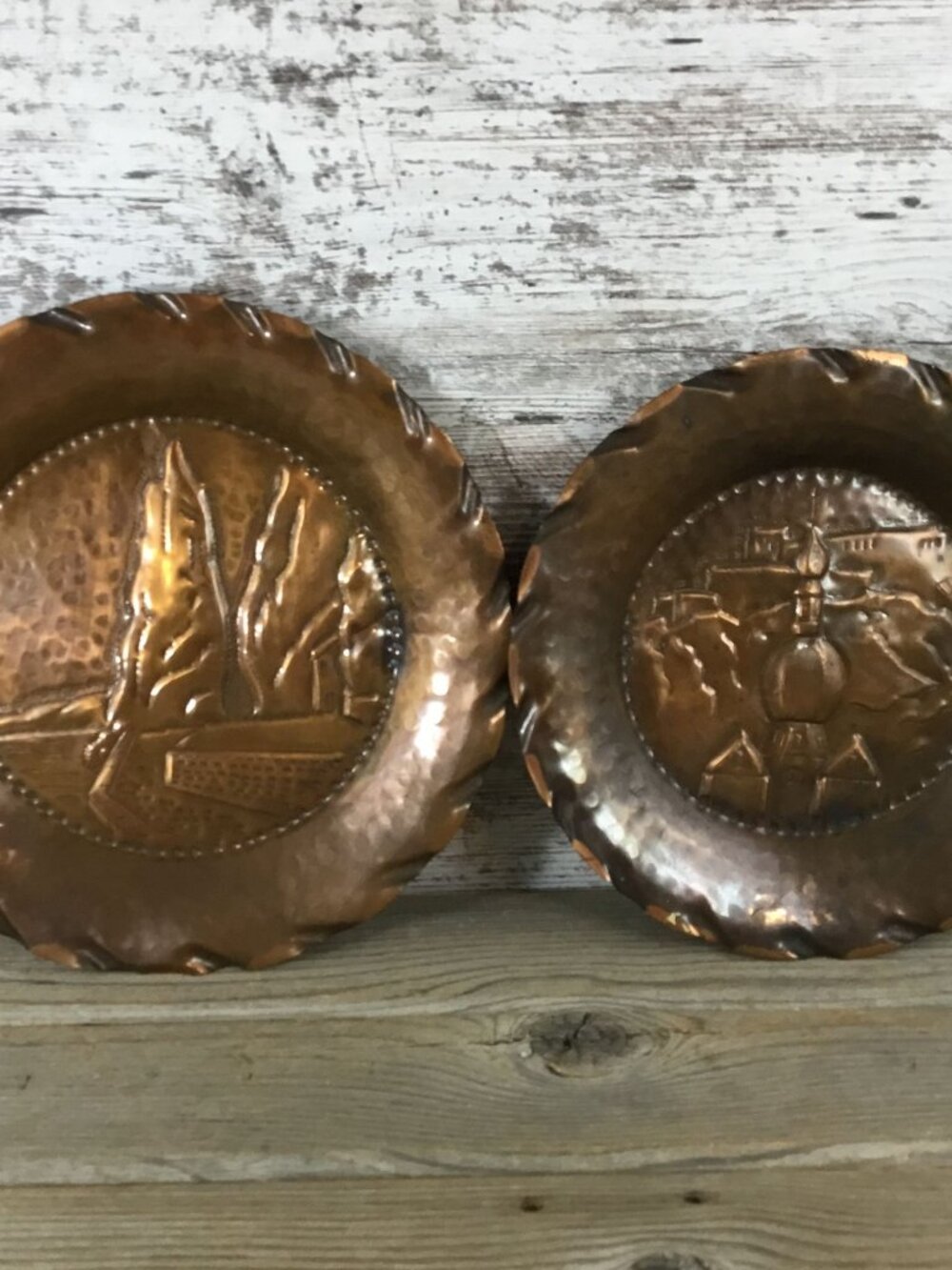 Maudoux Dinant Copper Plates Belgium Set of 2 – Hammered Vintage Wall Art